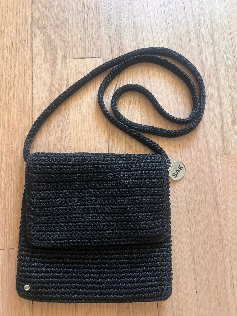 NWOT Sak Black Flap Crochet Crossbody Bag